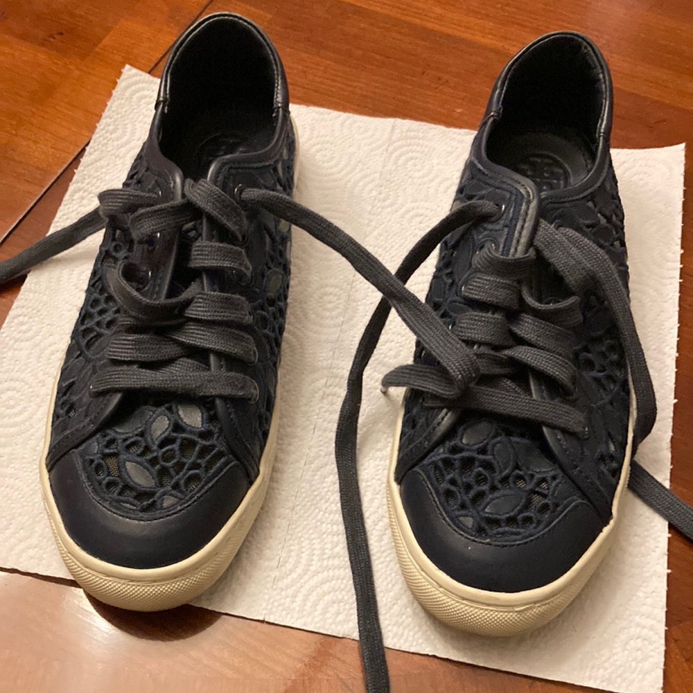 Tory Burch Navy Lace Sneakers
